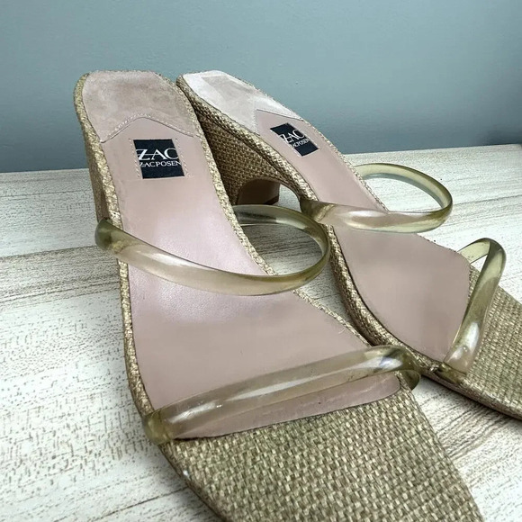 ZAC Zac Posen Saint Heeled Sandals Cashew Tan Size 10 Square Toe Block Heel Shoe - Picture 8 of 15